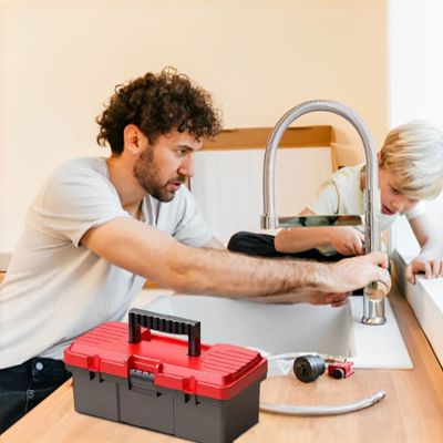 BOITE A OUTILS DOUBLE COUCHE ROUGE ROBINET