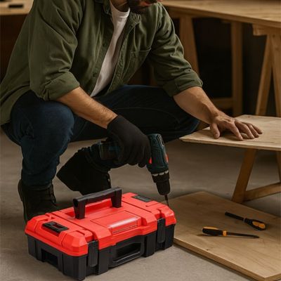 BOITE A OUTILS MODULABLE ROUGE BOIS