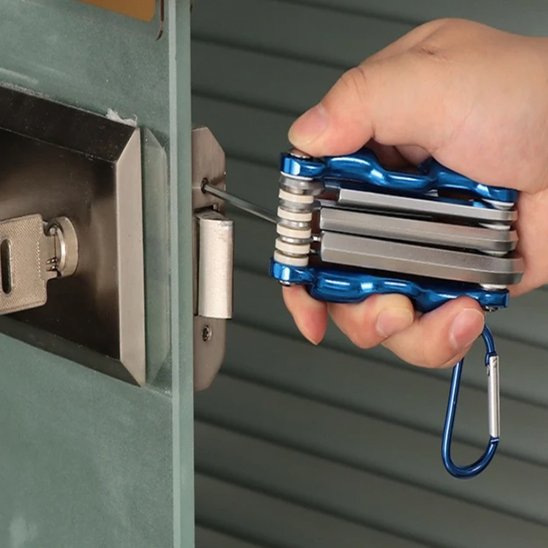 Clé allen pliante bleu porte
