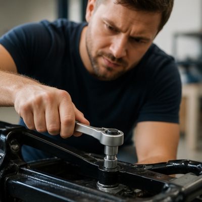 Clé à cliquet douille 17 pièces chrome-vanadium dans la main d'un homme