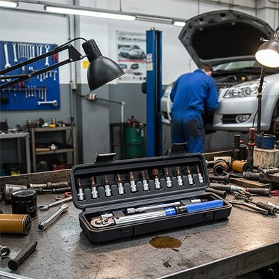 Clé dynamométrique bleu avec jeu de douilles ensembe