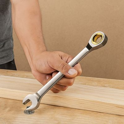 Clé plate à cliquet d'or bois