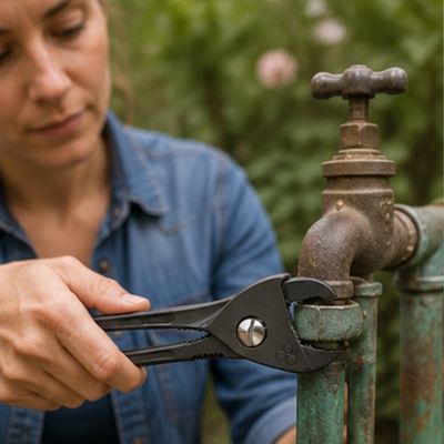 Clé réglable Universelle Acier dans la main d'une femme
