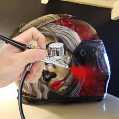 Pistolet peinture Aérographe avec compresseur casque