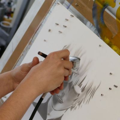 Pistolet peinture Aérographe avec compresseur visage