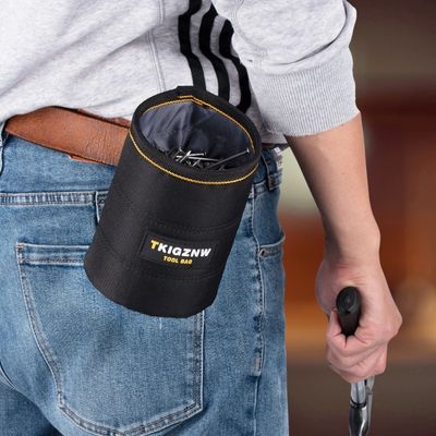 Porte outils Sac a clous cylindrique avec mousqueton ceinture