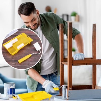 Rouleau-peinture-Laqueur-jaune-tabouret