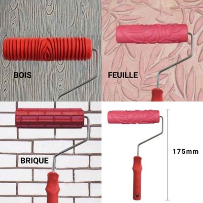 Rouleau peinture - Rouge à motifs