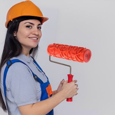 Rouleau peinture Rouge a motifs poignée