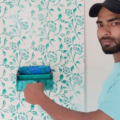 Rouleau peinture à motifs turquoise