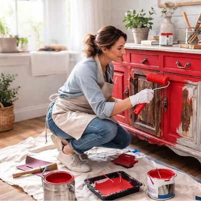 Rouleau peinture motif Bois buffet