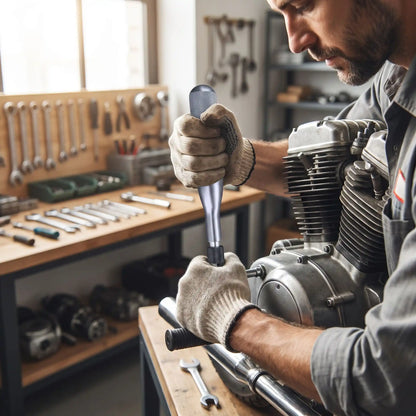Tournevis à frapper de précision ergonomique 14'' KS36 dans la main d'un mécanicien qui cogne un moteur