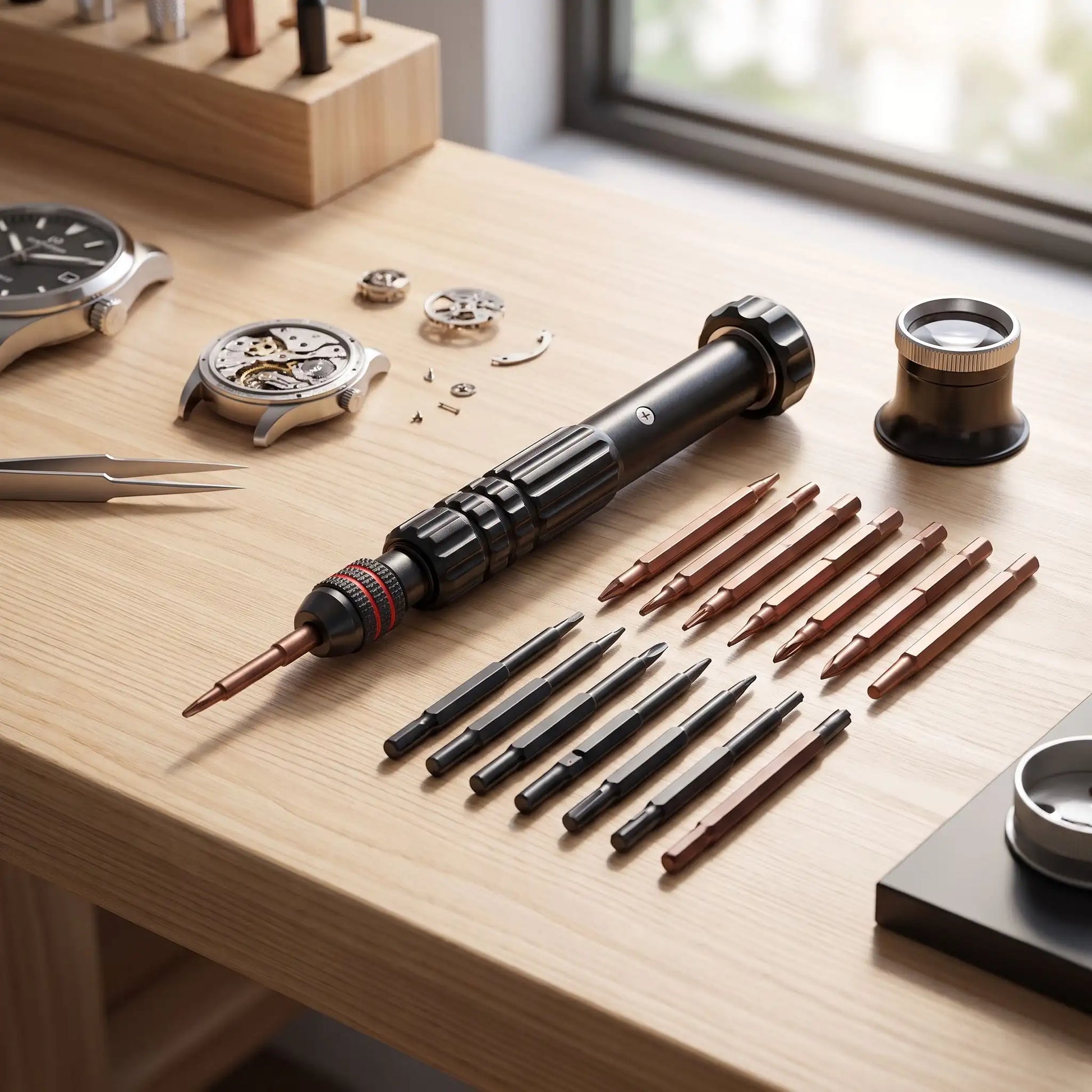Tournevis étoile Kit de précision 12 en 1 sur une table avec ses embouts