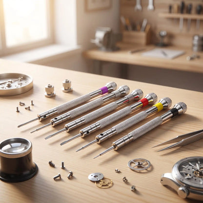 Tournevis plat kit de 5 Tournevis de Précision sur une table