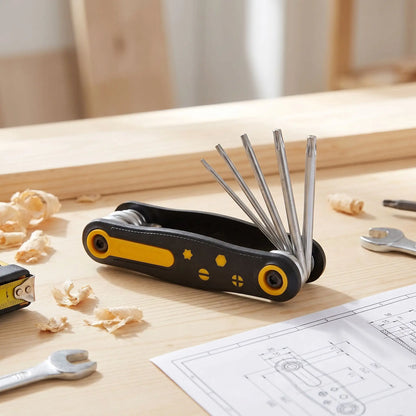 Tournevis torx Pliant 8 en 1 jaune