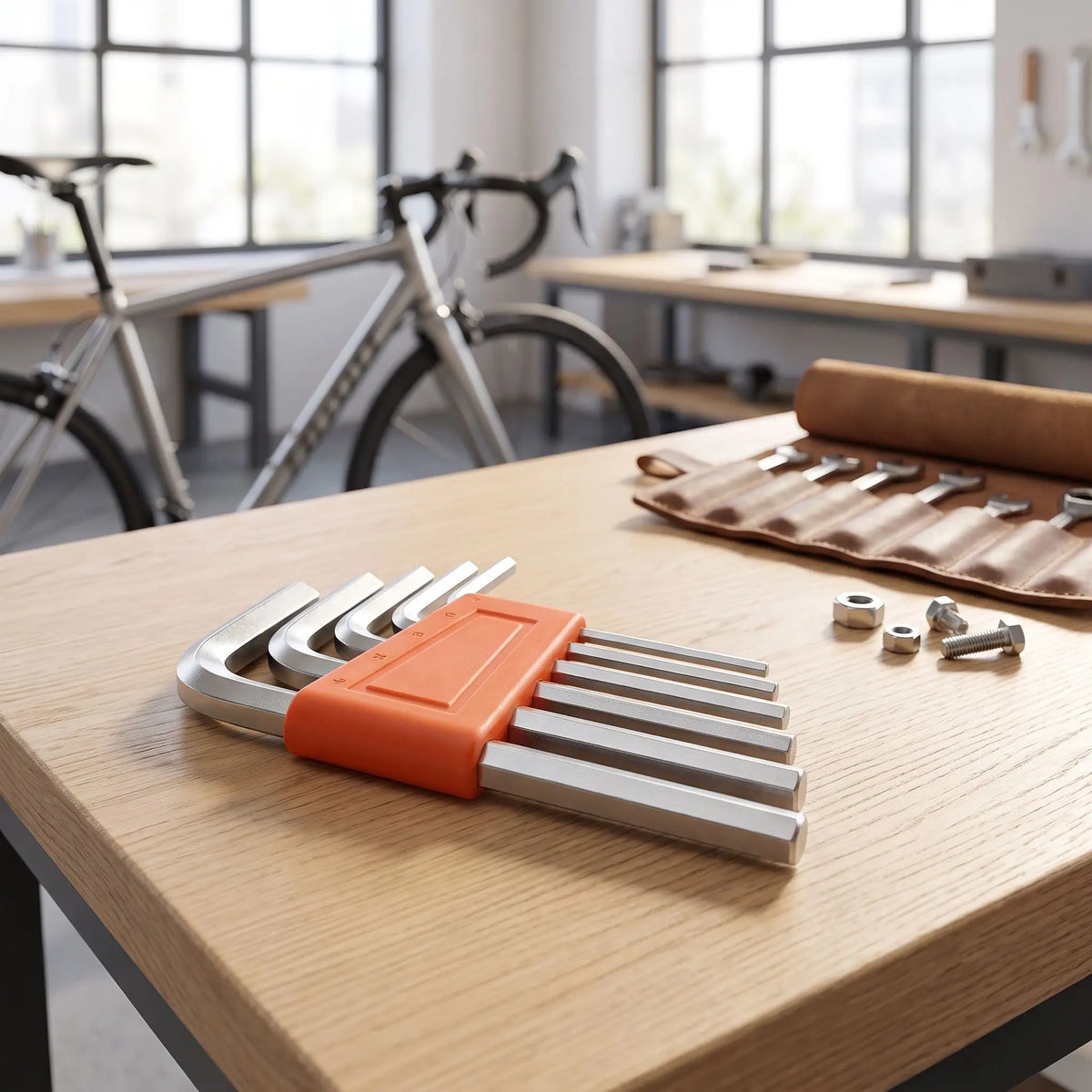 Allen key jeu 5 pièces courtes métriques 2 à 6 mm sur une table dans un atelier