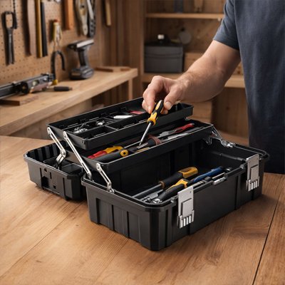 Boite à outils à plusieurs niveaux tournevis