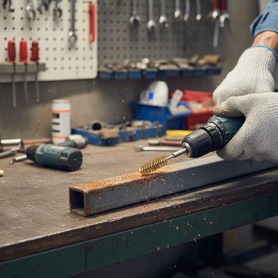 Brosse métallique Cylindrique pour perceuse acier