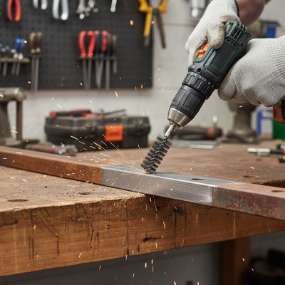 Brosse métallique Cylindrique pour perceuse rouille