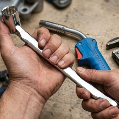 Clé à douille articulée 180 degré pour espaces étroits cromé