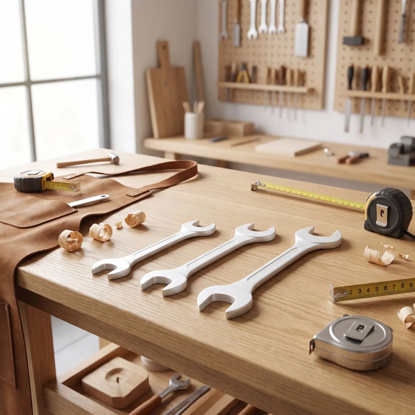 Clé à fourche jeu de 3 pièces 18-24 mm sur une table en bois