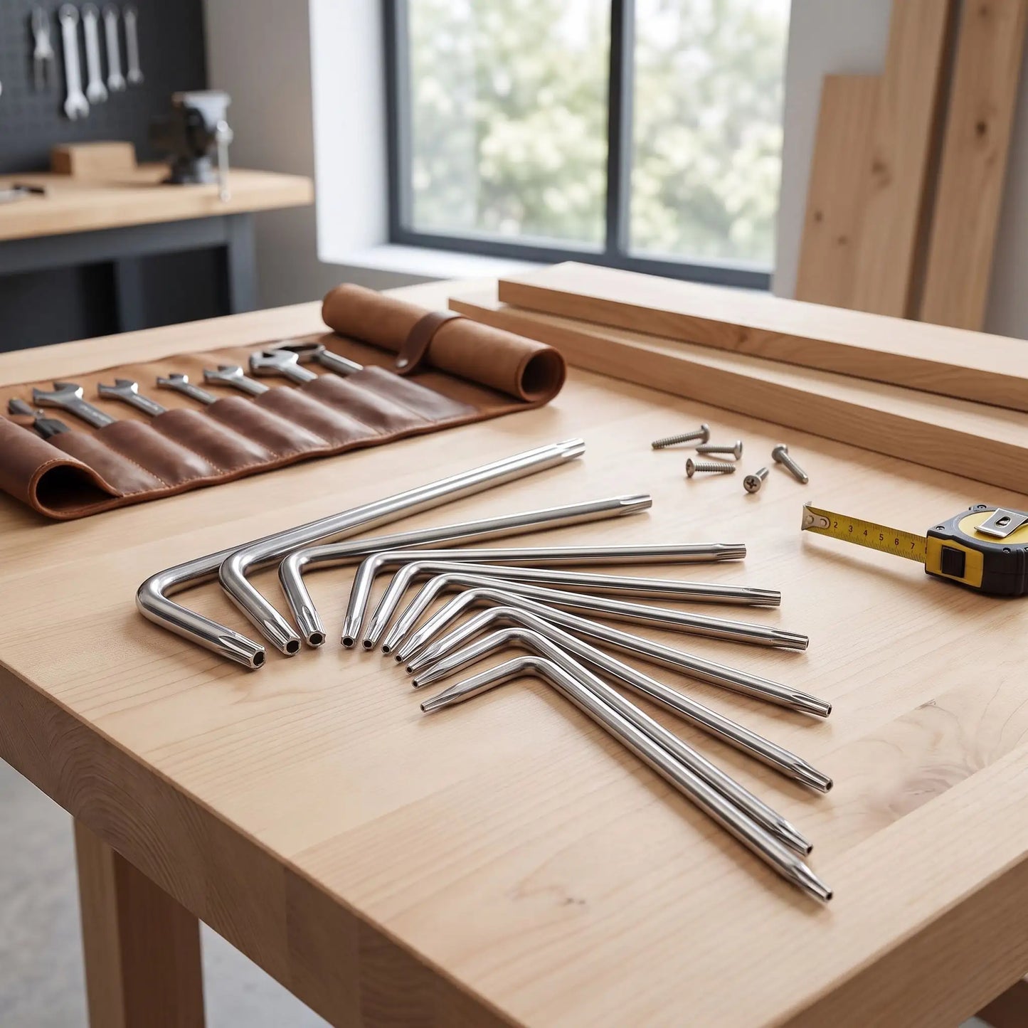 Clé Torx de sécurité premium Lot de 12 sur une table de bois