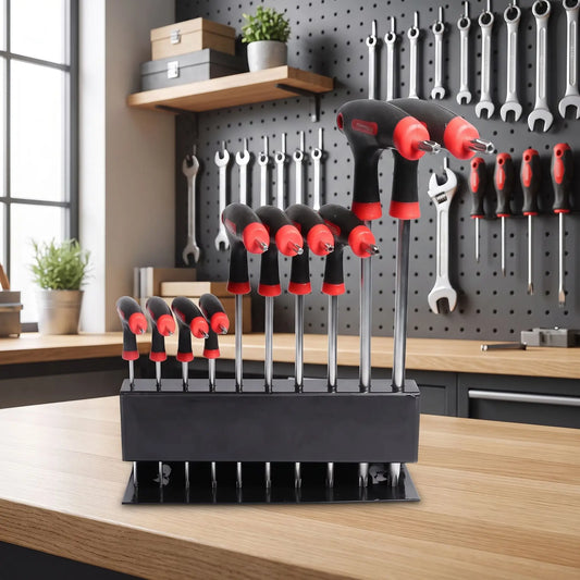 Clé torx jeu de 10 clés en T T9 à T50 sur un établi