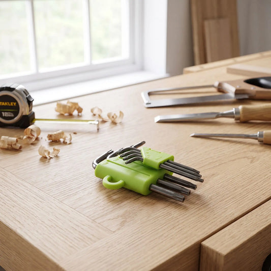 Clé Torx Trousseau de précision 8 en 1 sur une table en bois dans un atelier