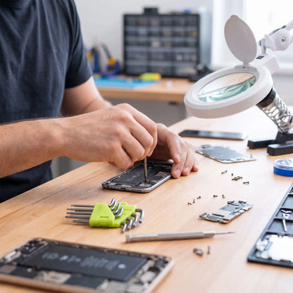 Clé Torx Trousseau de précision 8 en 1 dans la main d'un homme qui répare des cellulaires