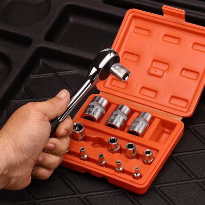 Douille coffret multi-empreintes pour cliquet orange