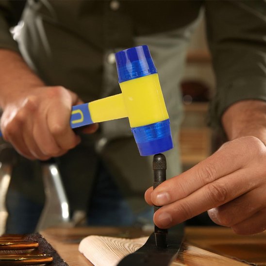 Marteau à double tête en caoutchouc bleu