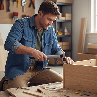Marteau à griffes antidérapant dans la main d'un homme 