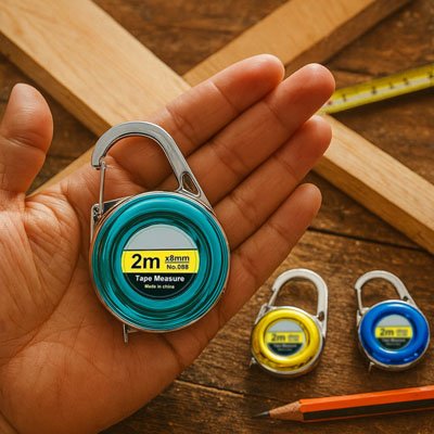 Mètre ruban porte clés à trombone VERT