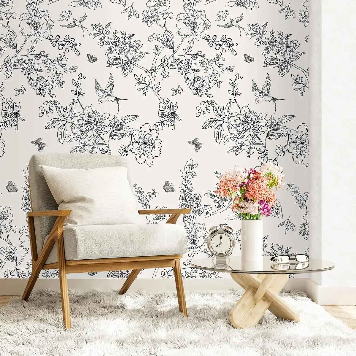 papier peint fleuri brangdy classique salon