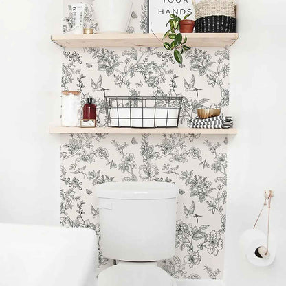 papier peint fleuri brangdy classique toilette
