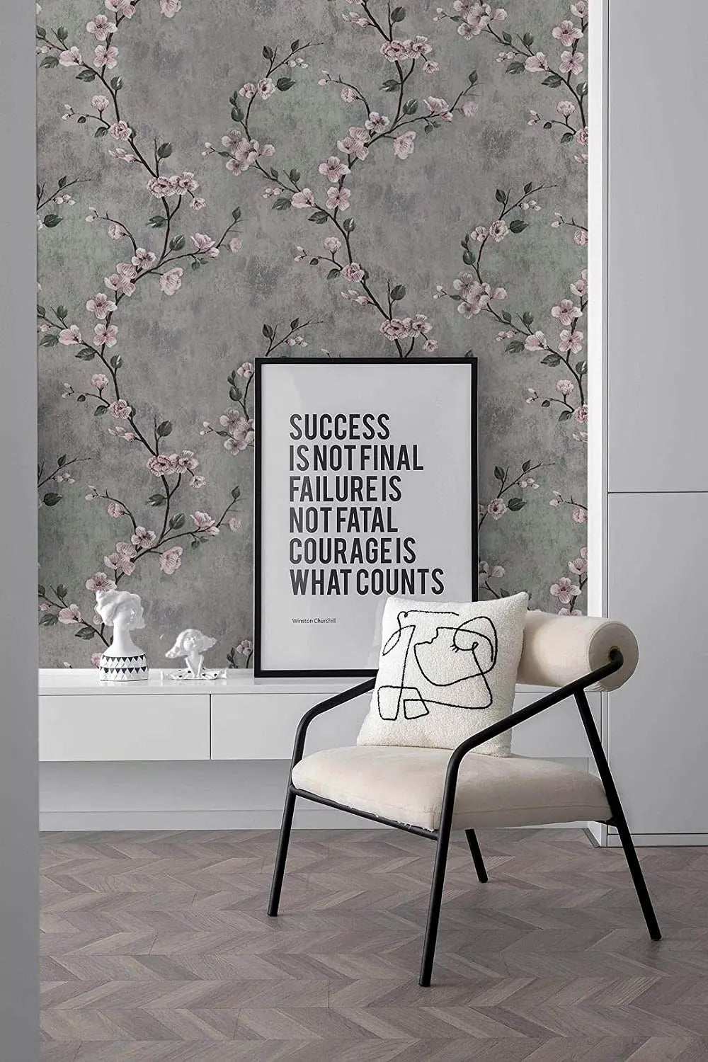 papier peint fleuri brangdy pastoral  blanc