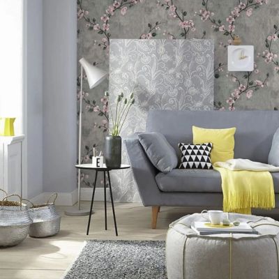 papier peint fleuri brangdy pastoral jaune