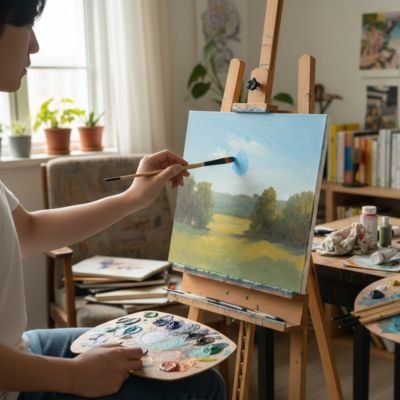 Pinceau peinture acrylique kit complet précision paysage