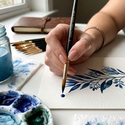 Pinceaux aquarelle set de précision  fleurs