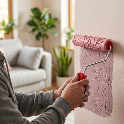 Rouleau peinture motif 3d rouge