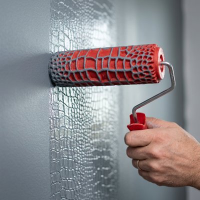 Rouleau peinture motif Texture embossée grisse