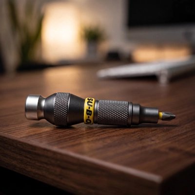 Tournevis de précision Magnétique portable 1/4" EDC jaune sur une table