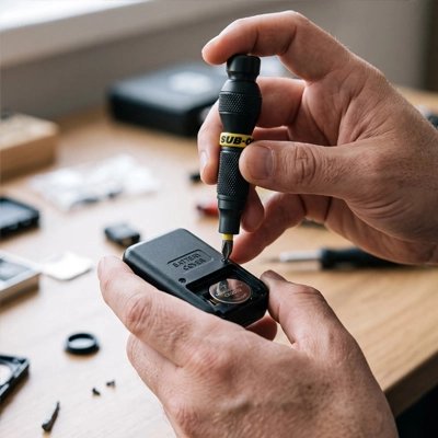 Tournevis de précision Magnétique portable 1/4" EDC dans la main d'un homme qui visse une vis
