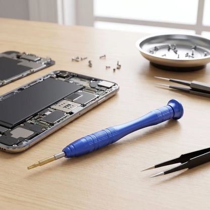 Un tournevis étoile 6 branches magnétique T3 sur une table en bois