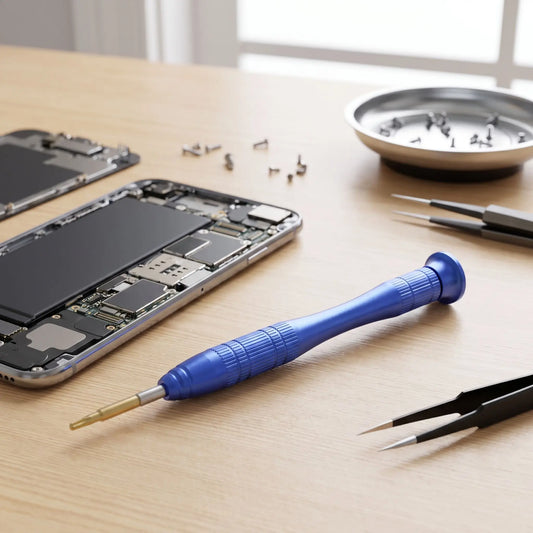 Un tournevis étoile 6 branches magnétique T3 sur une table en bois