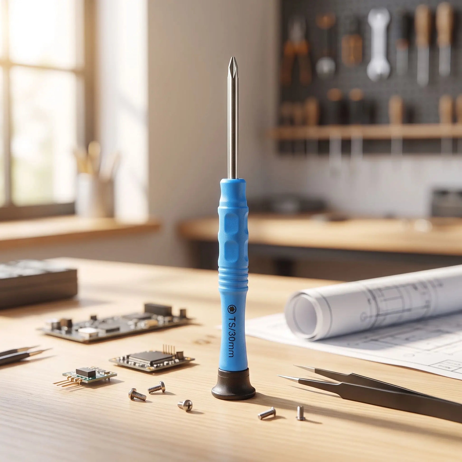 Tournevis étoile Ensemble de 5 Torx T2, T3, T4, T5, T6 entourés de vis sur une table