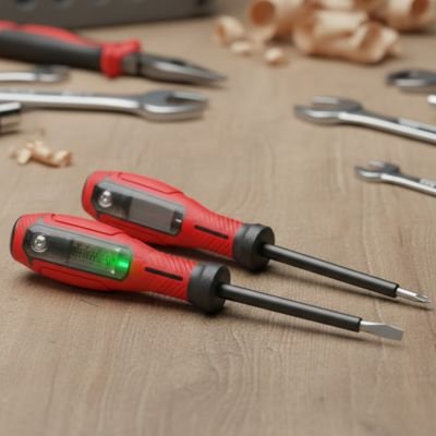 Tournevis testeur électrique LED professionnel rouge
